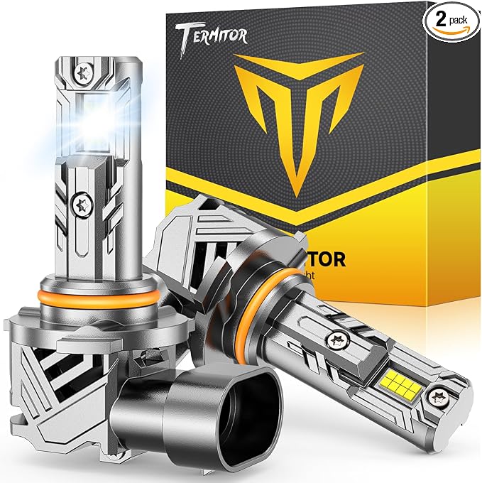 Termitor 2026 Upgraded 9012/HIR2 Light Bulbs 80000LM 900% Ultra-Bright, 6500K Cool White, 1:1 9012 Mini Size Fog Lights Plug & Play, 60000HRS+ Lifespan, Canbus Ready, IP68 Waterproof, Pack of 2.