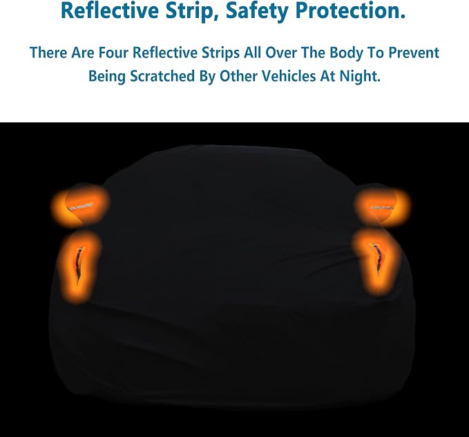 MORNYRAY Waterproof Car Cover All Weather Snowproof UV Protection Windproof Outdoor Full car Cover, Universal Fit for Sedan (Fit Sedan Length 194-206 inch, All Black)