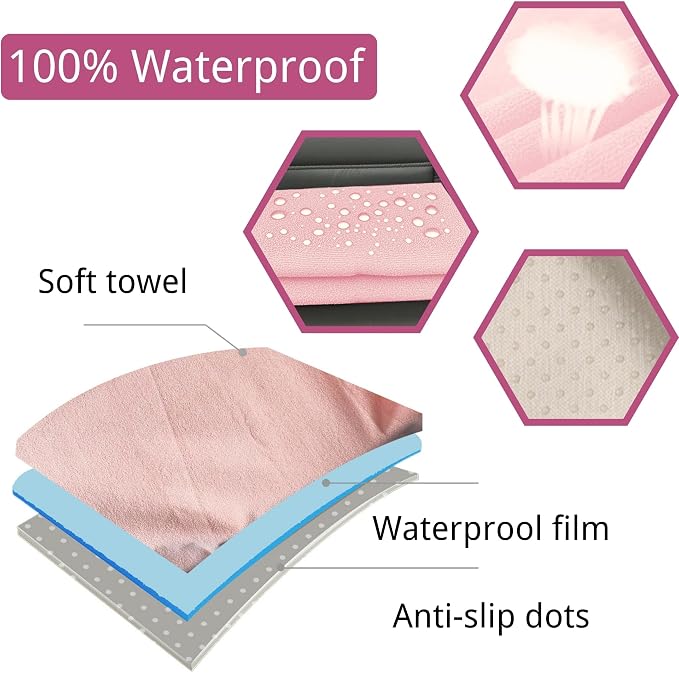 Waterproof Car Seat Cover for Front Seats, Protector for Cars SUVs Trucks, Sweat Towel Seat Covers Bucket for Gym,Workout,Beach,Hiking,Running and Swimming(Pink, 2PCS Front Seat Towel)
