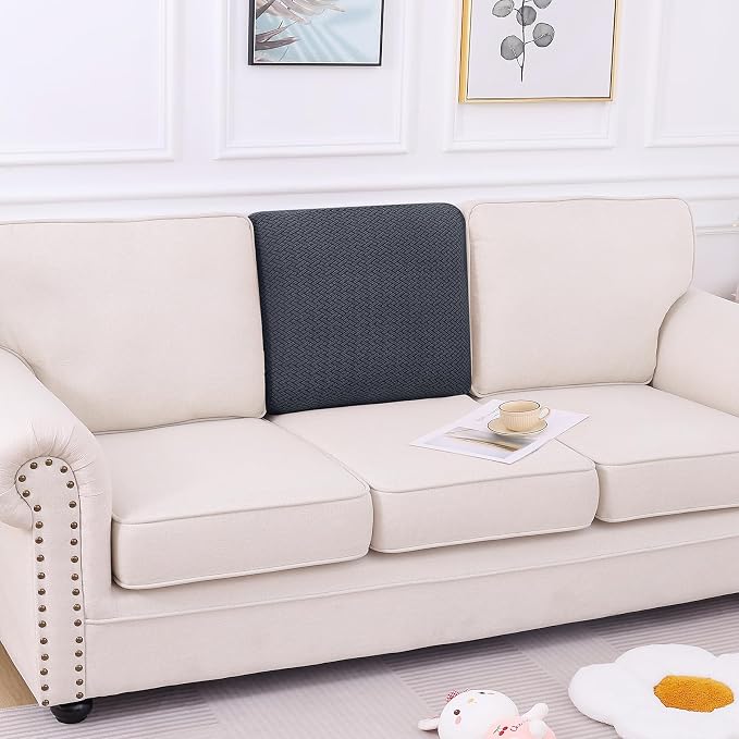 Smiry Waterproof Couch Cushion Covers, Stretch Jacquard Thick Sofa Cushion Covers, Washable Seat Slipcover Elastic Furniture Protector for Pets, Kid (Back Cover M, Dark Grey)