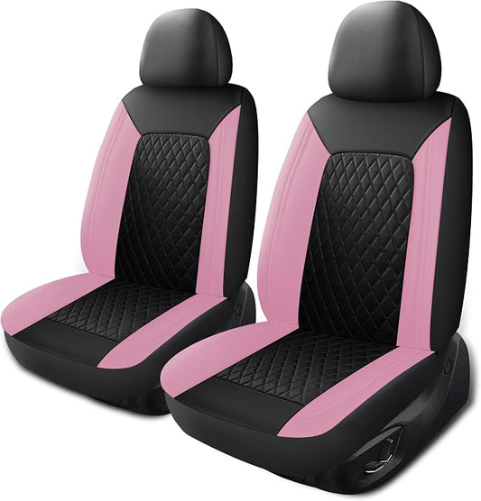 HChengkikz Faux Leather Front Car Seat Covers, 2 Pack Seat Protectors | Easy to Install Auto Interior Accessories Universal Fit for Sedans, SUVs, Trucks, Vans