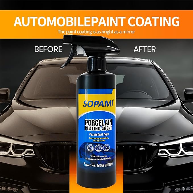 SOPAMI car coating spray quick effect coating agent for Scratch Wax Polish | Multi‑Purpose Quick Coating Spray High Gloss Shine,Waterless Wash Wax Scraping&Polishing,Wheels&Interior Surfaces 1Pc+Cloth