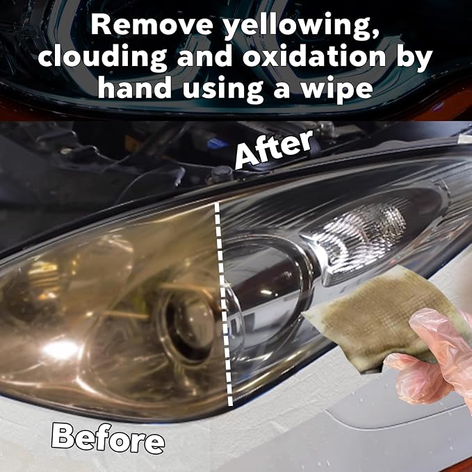 XPERTCHEMY Headlight Restoration kit, 2-Step Headlight Cleaner & Protective Coating Wipes, Removing The Moderate Yellowing, Haziness and Oxidation, Provides with the Best Protection 18 Months
