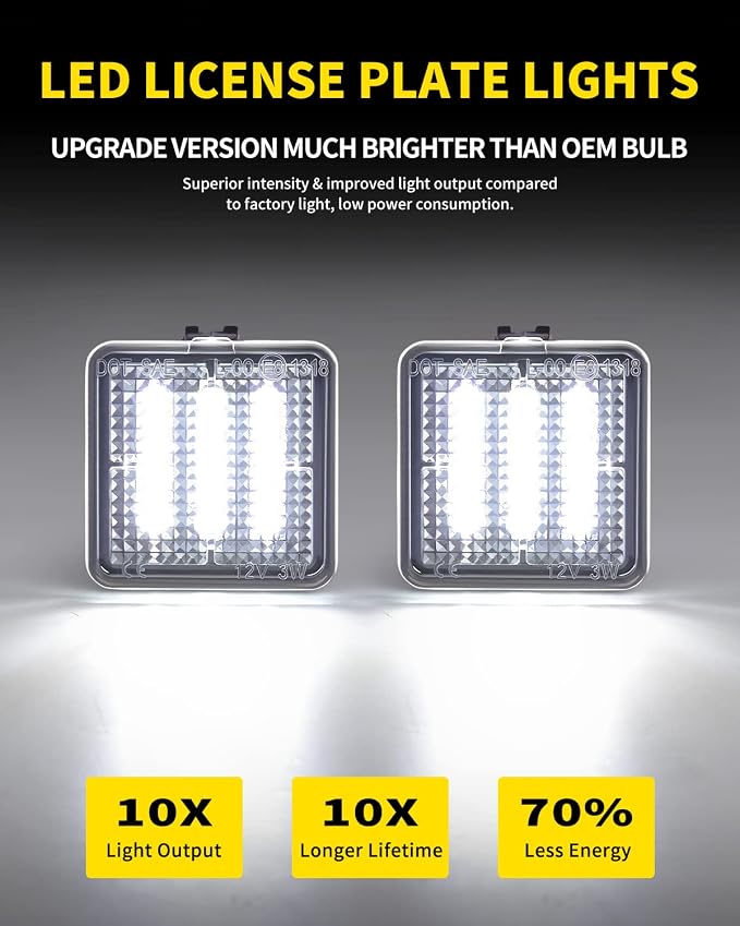 LED License Plate Lights Bright White Tag Lamp Assembly Replacement Compatible with Toyota 2016 2017 2018 2019 2020 2021 Tacoma & 2014-2021 Tundra Pickup Truck, Pack of 2