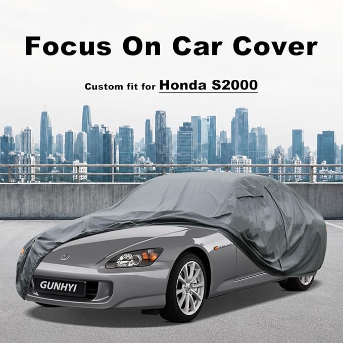 GUNHYI Premium Car Cover Custom Fit Honda S2000, 16 Layers Heavy Duty Car Cover Waterproof All Weather with Zipper Door for Sun Rain Snow Dust Uv Protection