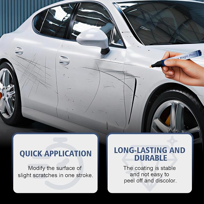 Magic Car Scratch Remover Pen – Quick & Easy Paint Repair for All Vehicles, Fix Scratches, Chips & Scuffs Instantly, Waterproof & UV Resistant Touch-Up Pen, Fits All Car Colors, Long-Lasting Shine (2)