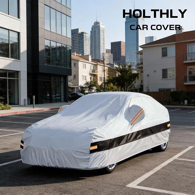 10 Layers Car Cover Custom Fit for Toyota Prius (2011-2026), Waterproof All Weather for Automobiles, Outdoor Full Cover Sun Dust Rain Protection with Cotton. Silver