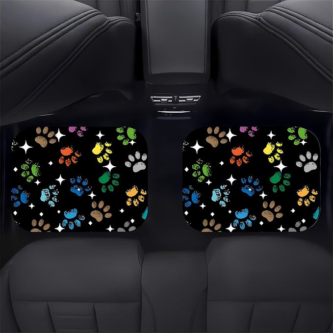 Universal Fit Car Floor Mats Set of 4Pcs, Star and Dog Paw Print All-Weather Front Rear Car Carpet Mats, Non-Slip Car Floor Mat Car Accessories for Automotive Trucks SUV Sedans Vans