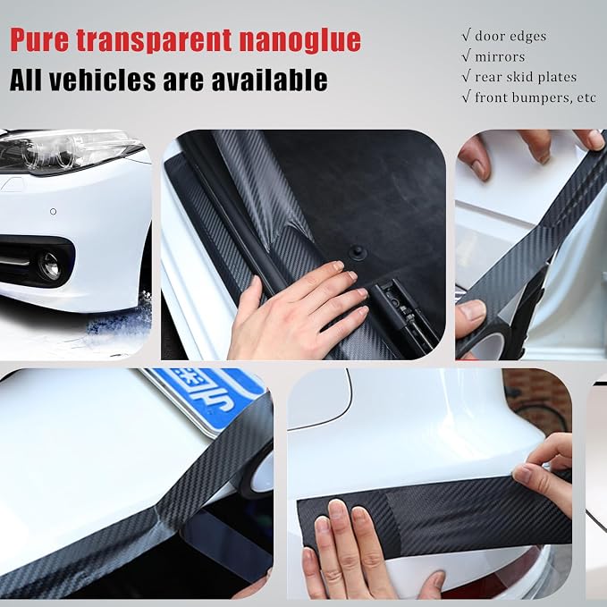 Car Door Edge Trim,Universal Door Sill Protector,Carbon Fiber Front/Rear Bumper Guard,Automotive Scratch Cover Strip Sticker,Car Exterior Accessories for Most Cars(2.76" x33FT,Carbon Fiber)