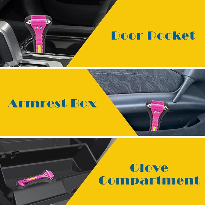 8PCS Car Window Breaker, Pink Window Breaker Seatbelt Cutter, Car Safety Hammer with One Second Emergency Glass Hammer, Safety Emergency Car Escape Tool for Car, Office, Home