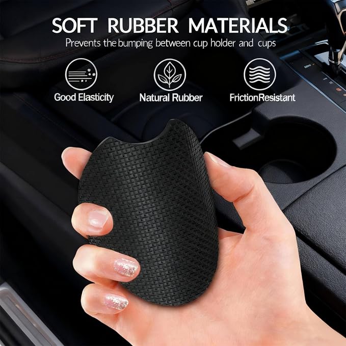 2PCS Cute Cat Car Cup Holder Coasters Universal Anti-Slip Rubber Mat | Cats Auto Accessories Interior Decor,2.75" Car Coasters for Cup Holders with Finger Slot,Cat Gifts for Pet Lovers Women Men