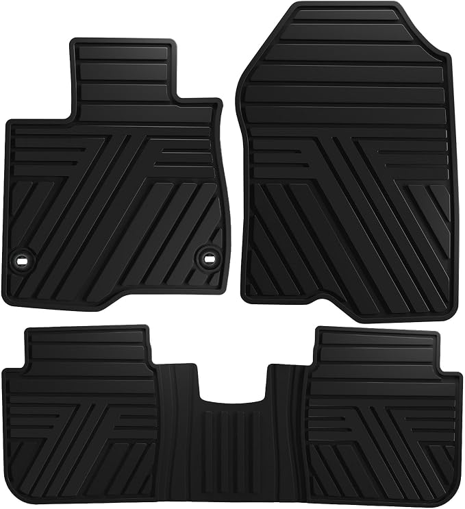 Rubber Floor Mats for Honda CR-V 2026 2025 2024 2023 (Gasoline & Hybrid) | All Weather Custom Fit Heavy Duty Car Mats for CRV, 1st & 2nd Row, Black