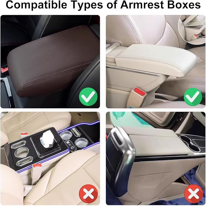 NBTEPEM Bling Car Center Console Cover, Leather Arm Rest Cover for Car with 2 Storage Bags, Universal Car Middle Console Cover Diamond Car Accessories Interior Fit for Most Vehicles, Red Diamond