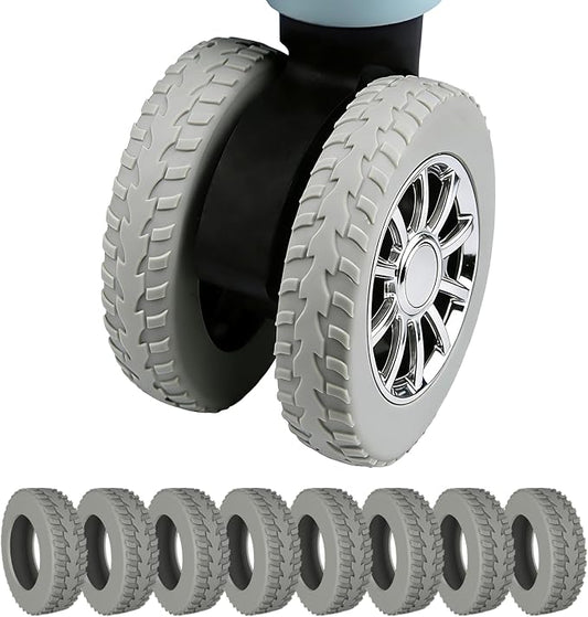 8 Pcs Luggage Wheel Covers for Suitcase Wheels Protective,Grey | Silicone covers for 2.0-2.4 in exposed wheels;Wear-resistant & anti-noise silicone covers.Easy to install and rinse.