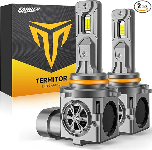 Termitor 9005/HB3 Light Bulbs, 100,000LM 15X Super Brighter | 1:1 Halogen Size Turn Signal & Fog Light, 6500K Cool White, 85000Hrs Long Service Life with Cooling Fan, Pack of 2