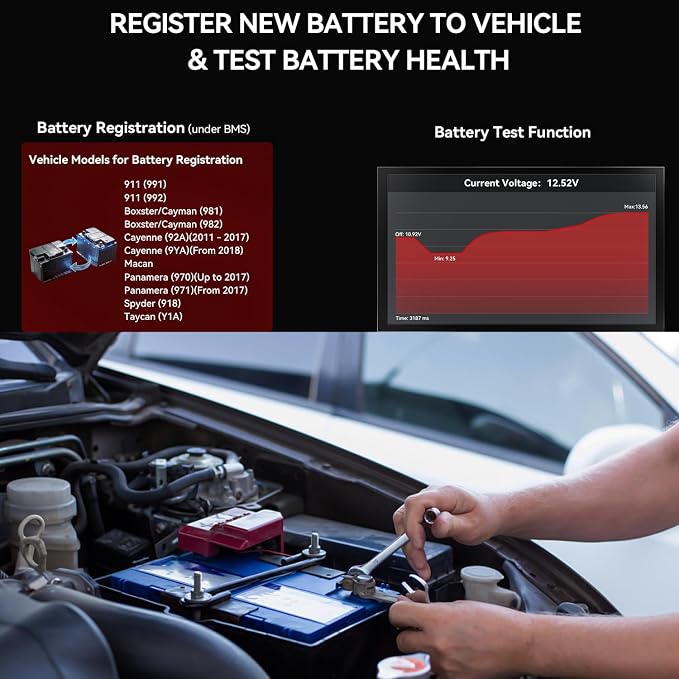 iCarsoft POR V4.0 Bidirectional Diagnostic Tool for Porsche + 2 Car Make Groups, OBD2 Scanner with Actuation Test, 28 Services Battery Registration,Support CAN-FD-Free Update