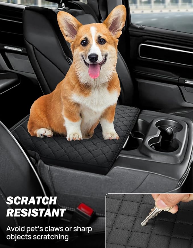 JOYTUTUS Center Console Cover Compatible with 2019-2026 Ram 1500 New Model Jump Seat Console, Leather Arm Rest Armrest Cover for Car, Durable Middle Console Cover, Car Arm Rest Cover Replacement