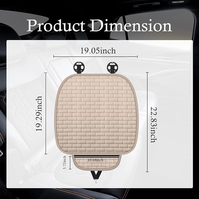 Car Back Seat Cover,Non-Slip & Breathable Bench Seat Cover with Side Pockets for Car Storage & Protecting Interiors,Universal All-Season Seats Back Protector for Most Cars (Front Seat Cover/Biege)