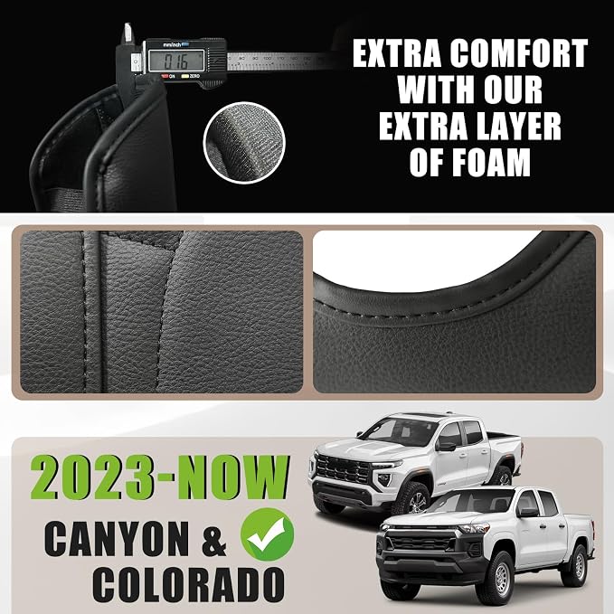 Muslogy Center Console Armrest Cover Fit for Chevy Colorado/GMC Canyon 2026 2023-2025 Accessories, Comfort Armrest Pad Console Lid Cushion Vegan Leather Regular Thick(Black Trim)