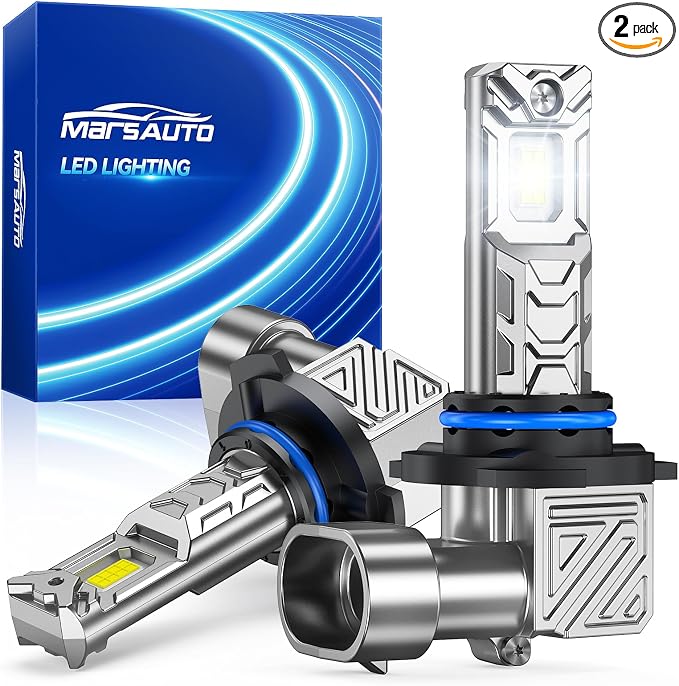 Marsauto M1C 9005 LED Light Bulbs, 30000LM 6500K Cool White, 500%+ Brighter HB3 Fog Light for Night Highway Driving, Fanless Passive Cooling, IP68 Plug and Play, Pack of 2, Tail Light Lenses