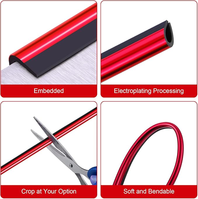 20 Pieces Universal Car Air Conditioner Vent Trim Decoration Strip Accessories, Waterproof Flexible Shiny Auto Car Interior Accessories for All Air Vent Outlet (A-Red - 20 Pieces)