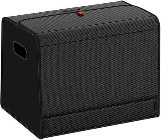 GMQ Car Trunk Organizer for SUV,Car Organizers and Storage with Collapsible Storage, Magnetic Lid Large Capacity for SUV, Truck, MPV (Carbon Black, M-15.8×13×12.5 IN)