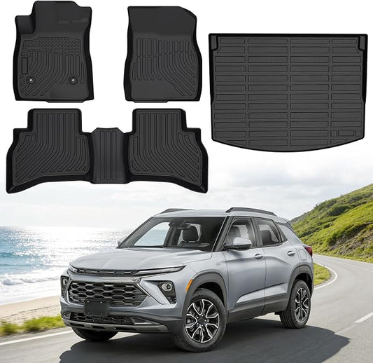 Floor Mats for Chevrolet Chevy Trailblazer AWD 2021-2026 | (Only Fit for Cargo in Upper Deck Position, Not for FWD), Heavy Duty TPE Waterproof Non-Slip (Floor Mats & Cargo Liner)