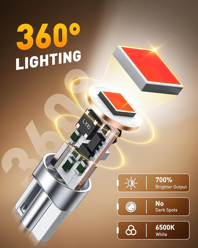 OXILAM 194 LED Bulb Red 700% Brighter T10 168 2825 W5W LED Bulbs Canbus Error Free for Dome Map Door Courtesy License Plate Trunk Cargo Interior Lights, Pack of 2