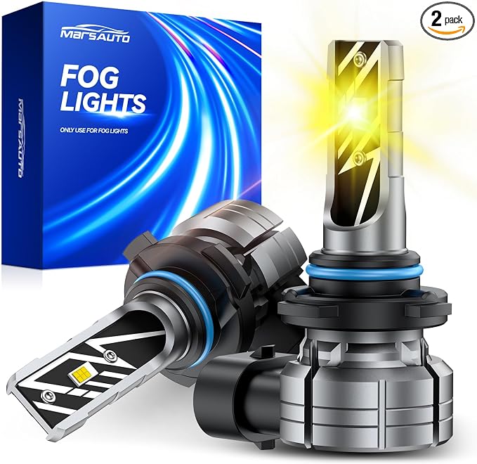 Marsauto H10 9145 LED Fog Light Bulbs Yellow, 14,000LM 3000K Amber H10 9140 9145 LED Bulb Yellow Fog Lights, Non-Polarity 70000 HRS Lifespan for Fog Lights and DRL, Pack of 2