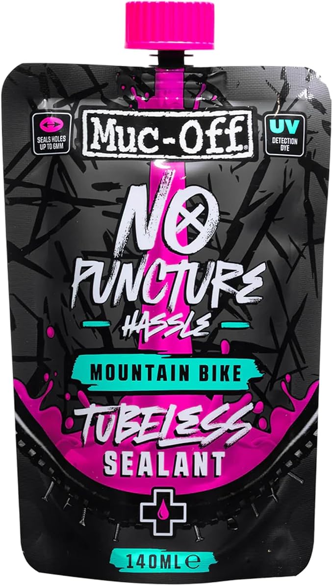 Muc-Off No Puncture Hassle Tubeless Sealant - Advanced Bicycle Tyre Sealant with UV Tracer Dye That Seals Tears and Holes Up to 6mm
