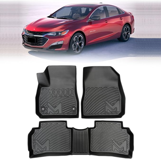 TPE Automotive Floor Mats Custom for 2016-2025 Chevy Malibu (Not for Malibu Limited), All Weather Cover Protection Waterproof Black Floor Liner Front & Rear Row Full Set Car Mats, 3PCS