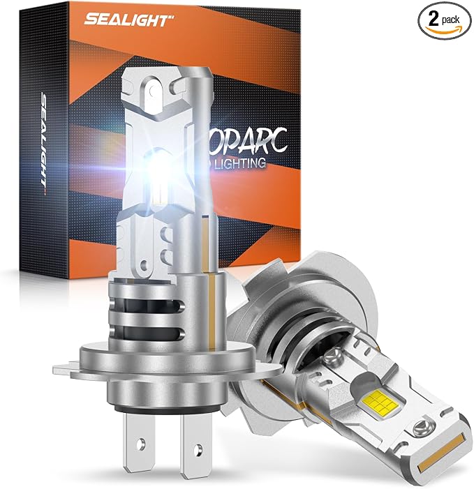 SEALIGHT H7 Light Bulb, 1:1 Real Size, 1200% Super Bright 6500K Cool White LED Bulbs, 3Mins Easy Plug-N-Play, IP68 Waterproof, Pack of 2