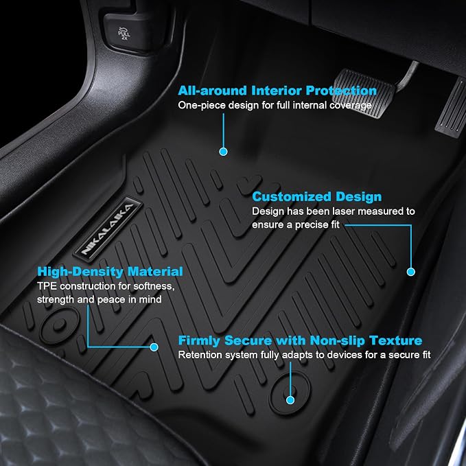 Floor Mats for 2015-2026 Ford F-150 Super Cab & Extended Cab (Not for SuperCrew Cab), TPE All Weather Car Floor Liners, Anti-Slip Automotive Mats Compatible with F150 Accessories, Black