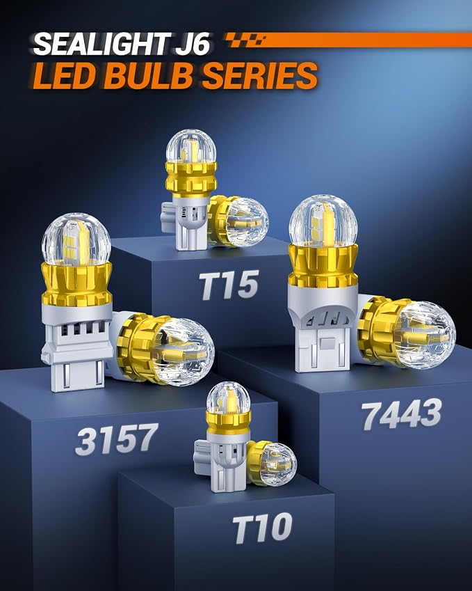 SEALIGHT 912 921 LED Bulb for Reverse Lights, T15 LED Reverse Light Bulb Super Bright Canbus Error Free, 906 904 916 W16W Replacement 921 Bulbs 3020SMD with 360° HD Projector, 6000K White, Pack of 2