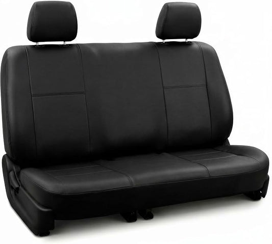 FH Group Classic PU Leather Split Bench Car Seat Cover – Universal Fit for Cars Trucks & SUVs (Black)