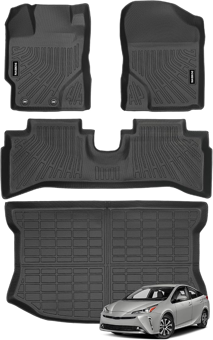 Naibeve Floor Mats for 2012-2016 Toyota Prius C - All Weather Custom for Toyota Prius C Floor Mats & Cargo Mat Waterproof Interior Accessories