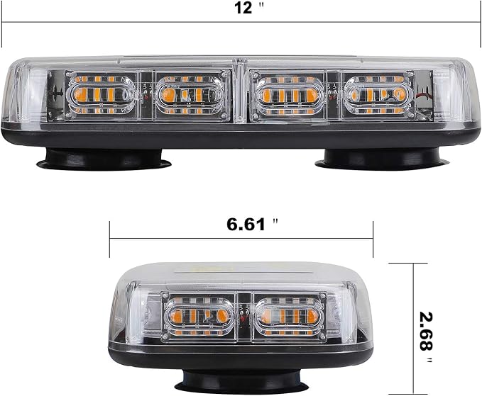 ASPL [Upgraded 5] 48LED Roof Top Strobe Lights, High Visibility Emergency Safety Warning LED Mini Strobe Light bar with Magnetic Base for 12-24V Snow Plow, Trucks, Construction Vehicles (Amber)