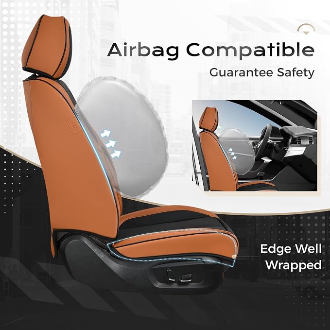 Coverado Car Seat Covers Full Set, Car Seat Protector Waterproof, Nappa Leather Car Seat Cushion, Seat Covers for Cars, Front Seats and Back Universal Fit for Most Cars