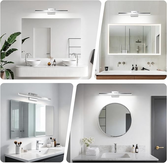 IZORRO Modern Bathroom Vanity Light 32 inch, Rotatable, 24W Dimmable Led Bathroom Light Fixture Over Mirror, Chrome Vanity Light Bar (Cool White 6000K)
