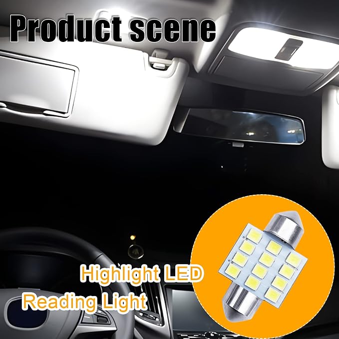 QuicTO LED Interior Light Set, 24 Pieces, White, Compatible with Most Vehicles