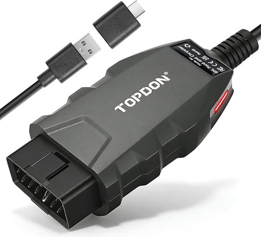 TOPDON 3-in-1 High-Speed USB OBD2 Adapter for FORScan, RLink X3 | Enhanced J2534 VCI for GM/Ford/Chrysler, J2534 Pass-Thru OEM Functions and Diagnostic Tool, for J2534/CAN FD