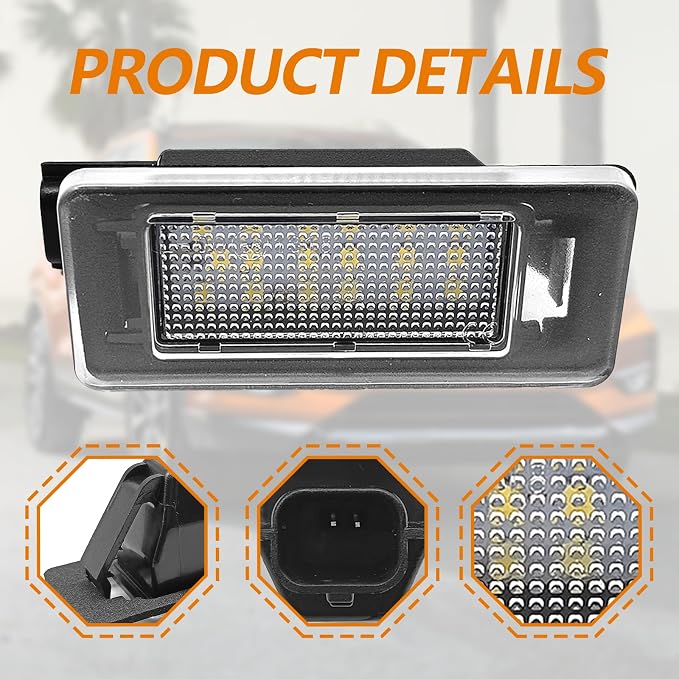 LED License Plate Light Tag Lamp Assembly, Compatible with 19-Up Altima L34, 20-Up Sentra B18, 19-Up Versa Sedan N18, 21-Up Rogue T33, Powered by 18-SMD 6000K(2 Pcs White)