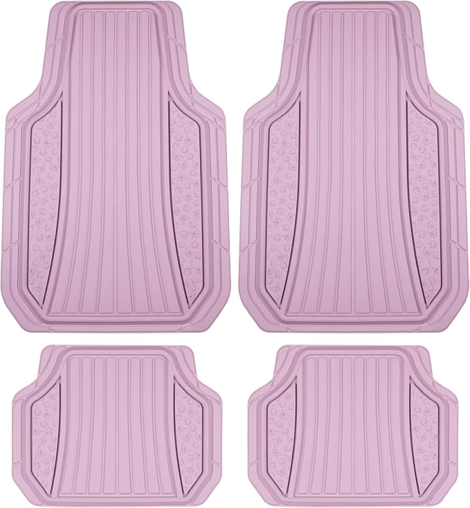 Kuromi Car Mats 4pc Floor Mats for Cars Trucks SUVs Lavender Purple Car Floor Mats for Women Men Accessories Rubber Heavy Duty Cute Non-Slip Always Front Rear Hello Kitty Pink Car Accessories