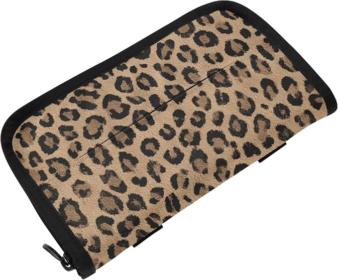 Car Tissue Holder Car Napkin Holder Box Dispenser Storage Case Sun Visor Mask Holder with Adjustable Straps Reusable Refillable Brown Leopard Print