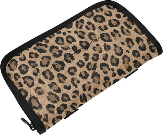 Car Tissue Holder Car Napkin Holder Box Dispenser Storage Case Sun Visor Mask Holder with Adjustable Straps Reusable Refillable Brown Leopard Print
