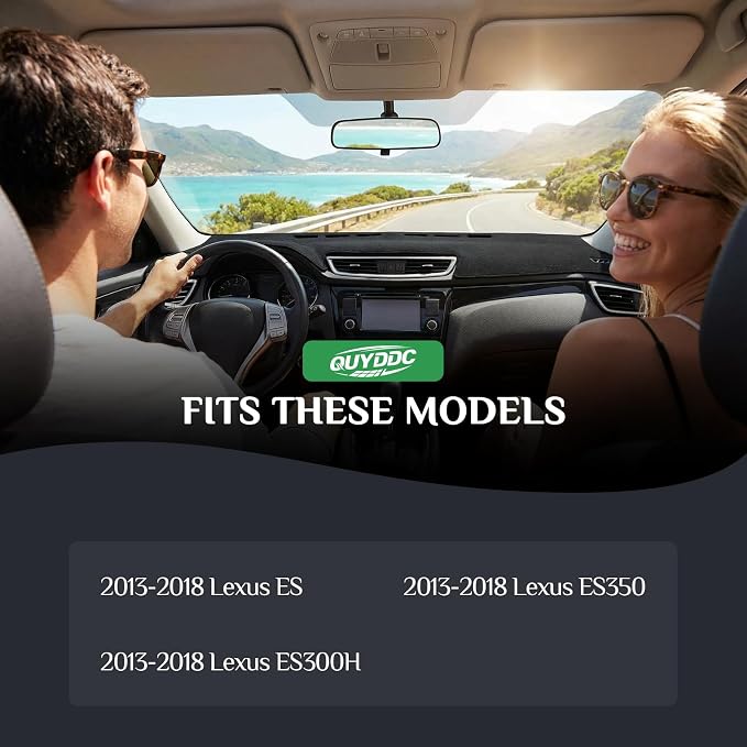 Dash Cover, Anti-Glare, Sun Protection, Dustproof, UV-Proof, Dashboard Covers, Interior Car Accessorie Fit for 2013 2014 2015 2016 2017 2018 Le-xus ES ES300H ES350, Black