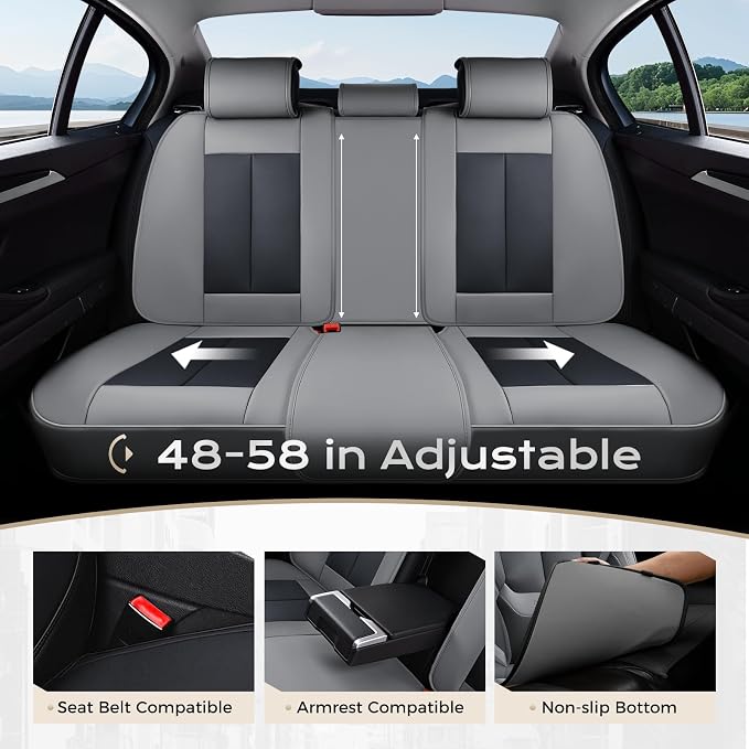 Coverado Car Seat Covers, Seat Covers for Cars, Waterproof Leather Auto Seat Protectors, Leather Car Seat Cushion, Car Interiors Accessories Universal Fit for Most Cars