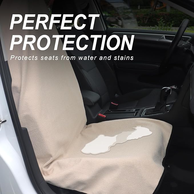 Car Seat Cover Protector Front Seats,for Gym Workout,Running,Swimming,Beach and Hiking,Waterproof Sweat Towel Bucket Seat Covers for Cars SUV Trucks (Off-White, 2Pcs)