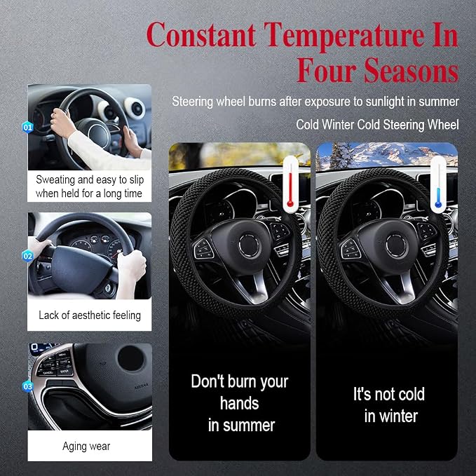 HAOBO Elastic Stretch Steering Wheel Cover, 15 Inch Automotive Steering Wheel Cover, Comfy Breathable Stretch Steering Wheel Protector, Ice-Silk Cloth Polyester Steering Wheel Cover for Men Women