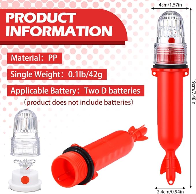 Kingdder Boat Flares Marine Signal Light Boat Flares Beacon Strobe Safety Battery-Powered Boating Safety Kit Without Battery Waterproof Day Night Use for Boating Fishing Nets Life Rafts